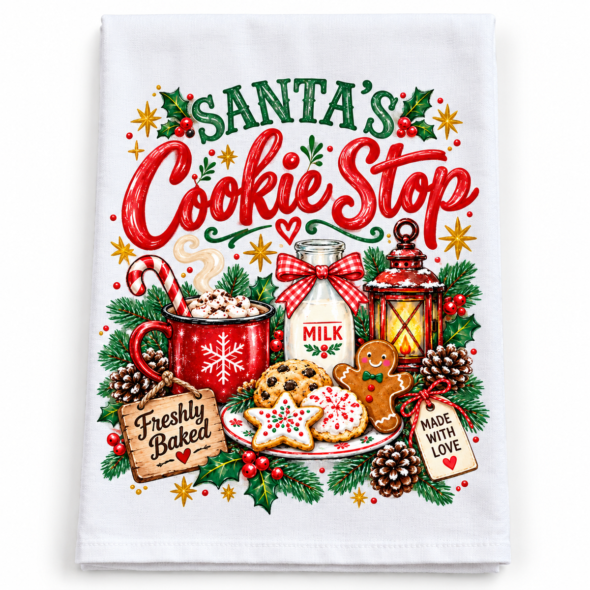 Santa's Cookie stop - Kitchen Towel DTF