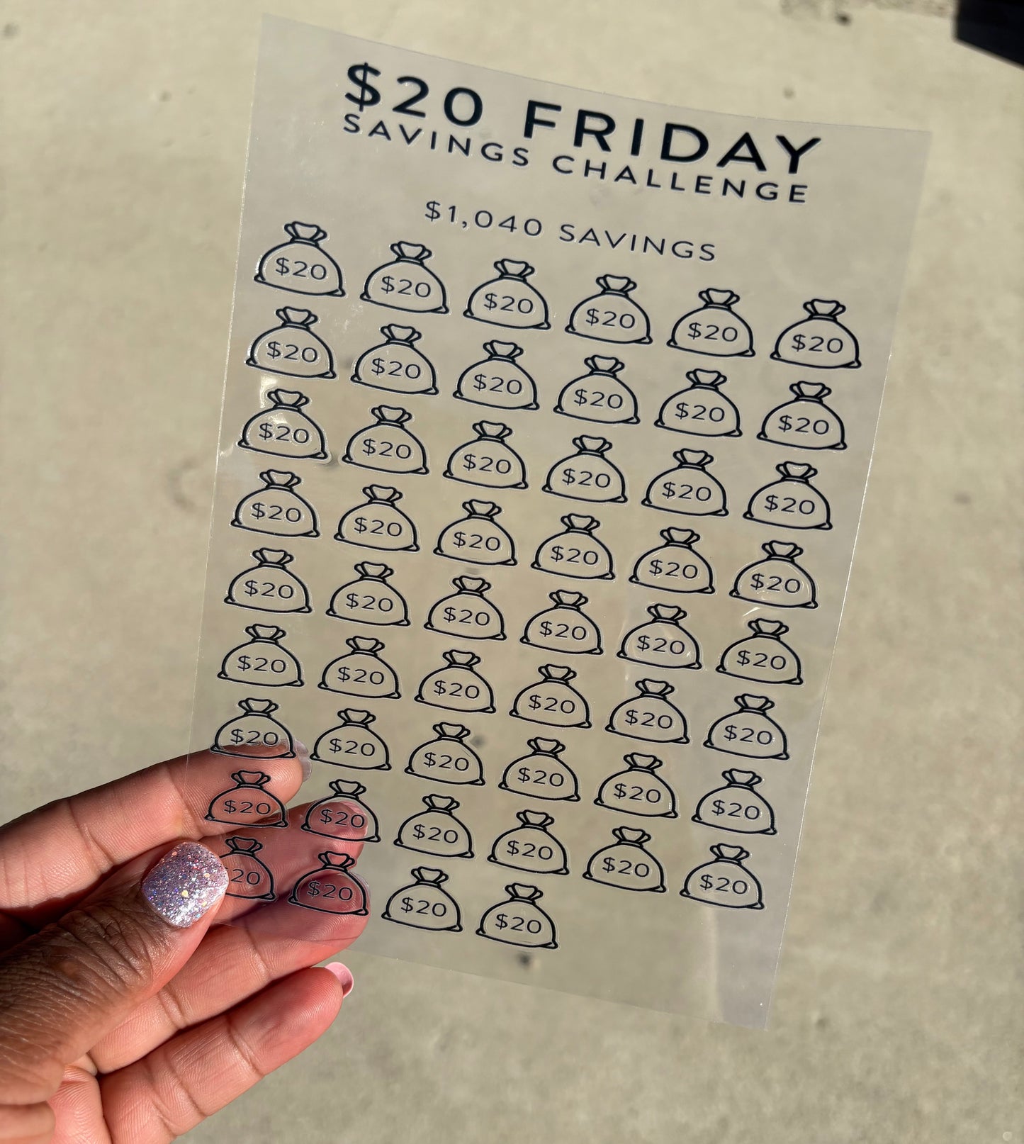 Savings challenge boxes - UV DTF