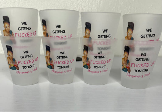 Birthday theme  with photo Frosted Shot Glasses