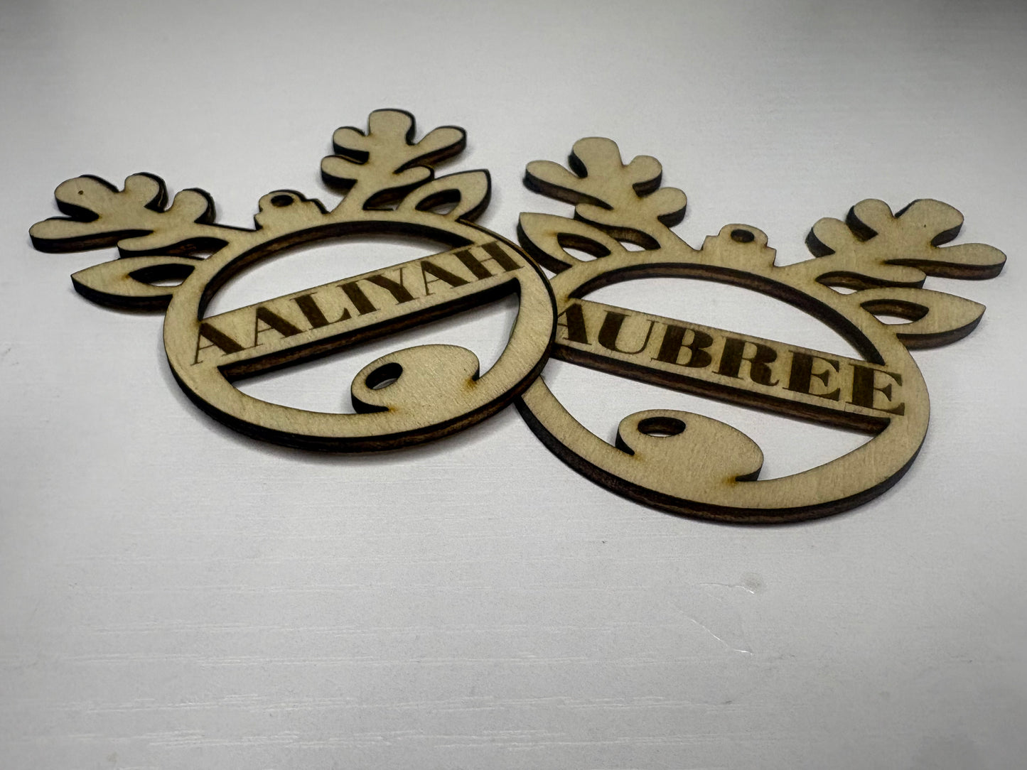 Personalized Wooden Christmas Ornament | Custom Reindeer Name Ornament
