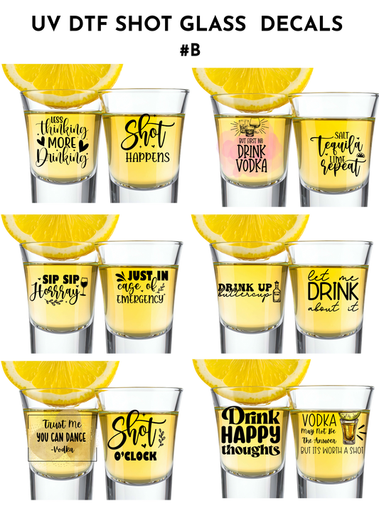 BUNDLE #B- 12 decals -Shot glasses or keychain