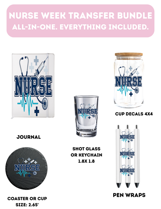 Nurse (Navy Blue & Sky Blue) theme- Everything Included-UV DTF
