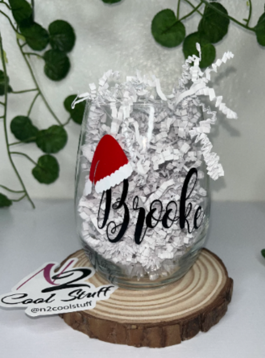 Santa Christmas Wine Glass , Personalize Santa Wine Glass or Mug ,Secret Santa gifts ,Christmas gifts, Hoilday gift, Xmas gift for office