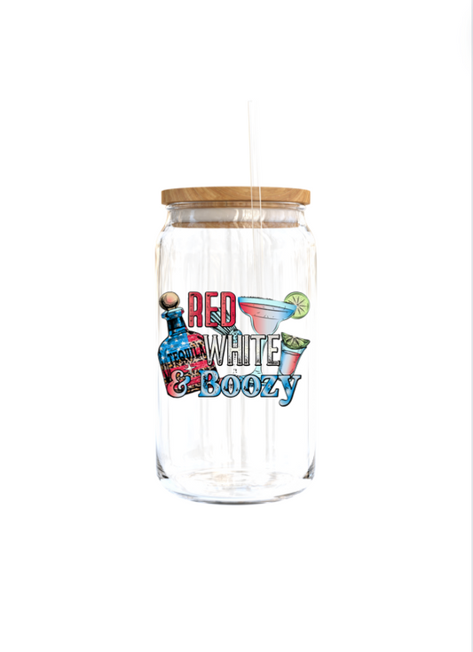 Red & White Boozy  - 3'' Uv  Decal