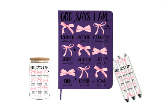 God Says I am -pink ribbon| Journal UV DTF DECAL