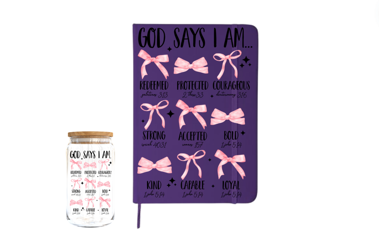 God Says I am -pink ribbon| Journal UV DTF DECAL
