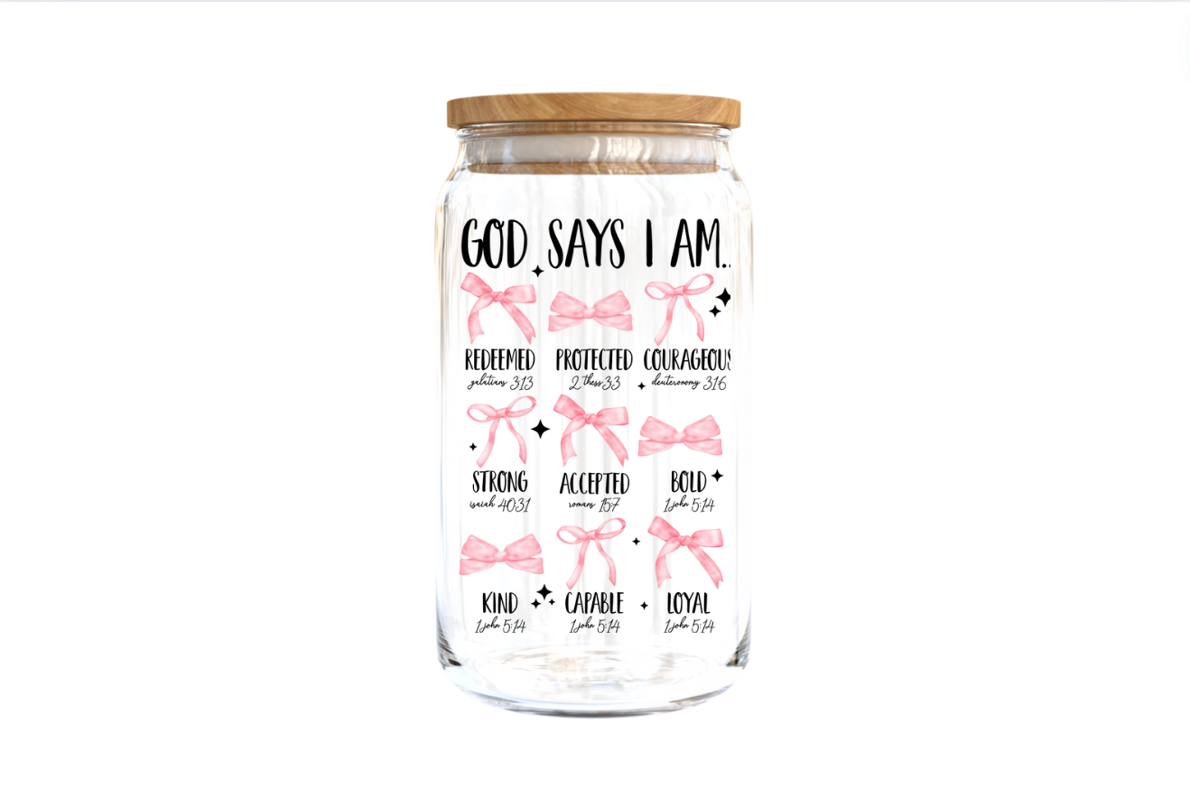 God Says I am -pink ribbon| Journal UV DTF DECAL