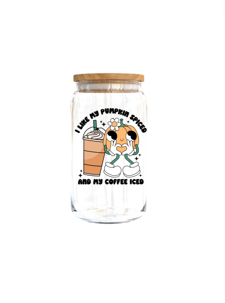 I like my pumpkin spiced and my coffee iced| UV DTF DECAL 3''(Double Sided image) (Copy)