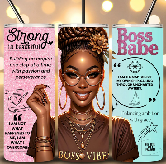 Boss Babe Black Woman   -20oz Skinny Tumbler