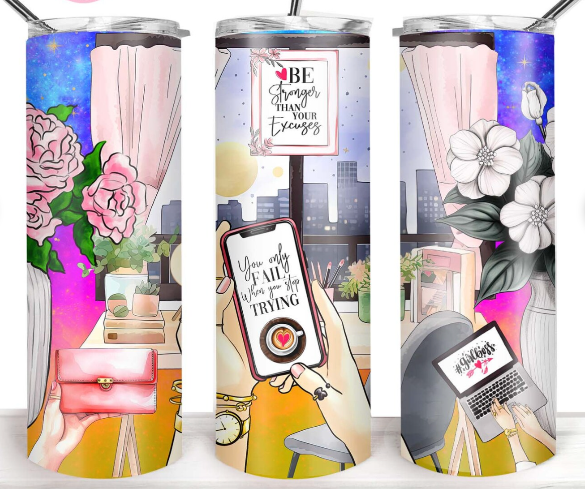 Be Stronger Girl Boss Life Inspiration & Motivation -20oz Skinny Tumbler