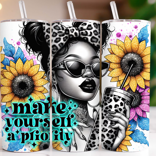 Make yourself a priority sunflowers-Tumbler -20oz Skinny Tumbler