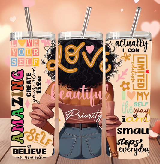Love Yourself Black-20oz Skinny Tumbler