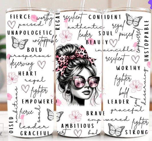 Positive Motivational Affirmation-20oz Skinny Tumbler