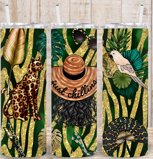 Luxury Green Gold Vacation Fashion -20oz Skinny Tumbler