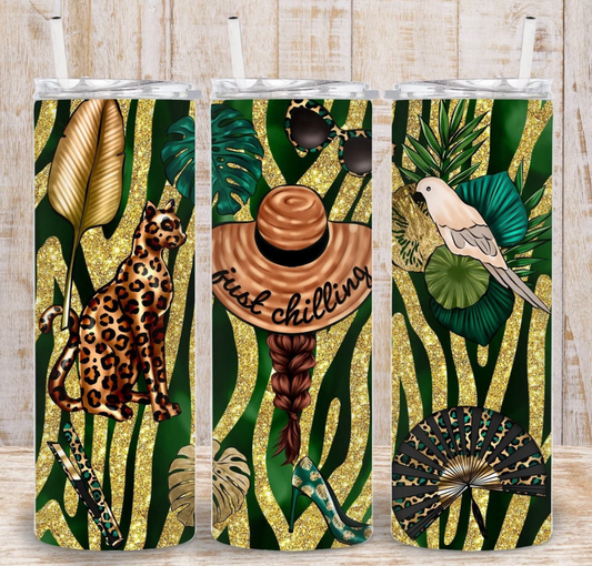 Luxury Green Gold Vacation Fashion -20oz Skinny Tumbler