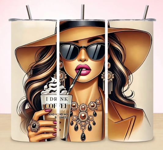 I drink coffee-  20oz Skinny Tumbler Sublimation