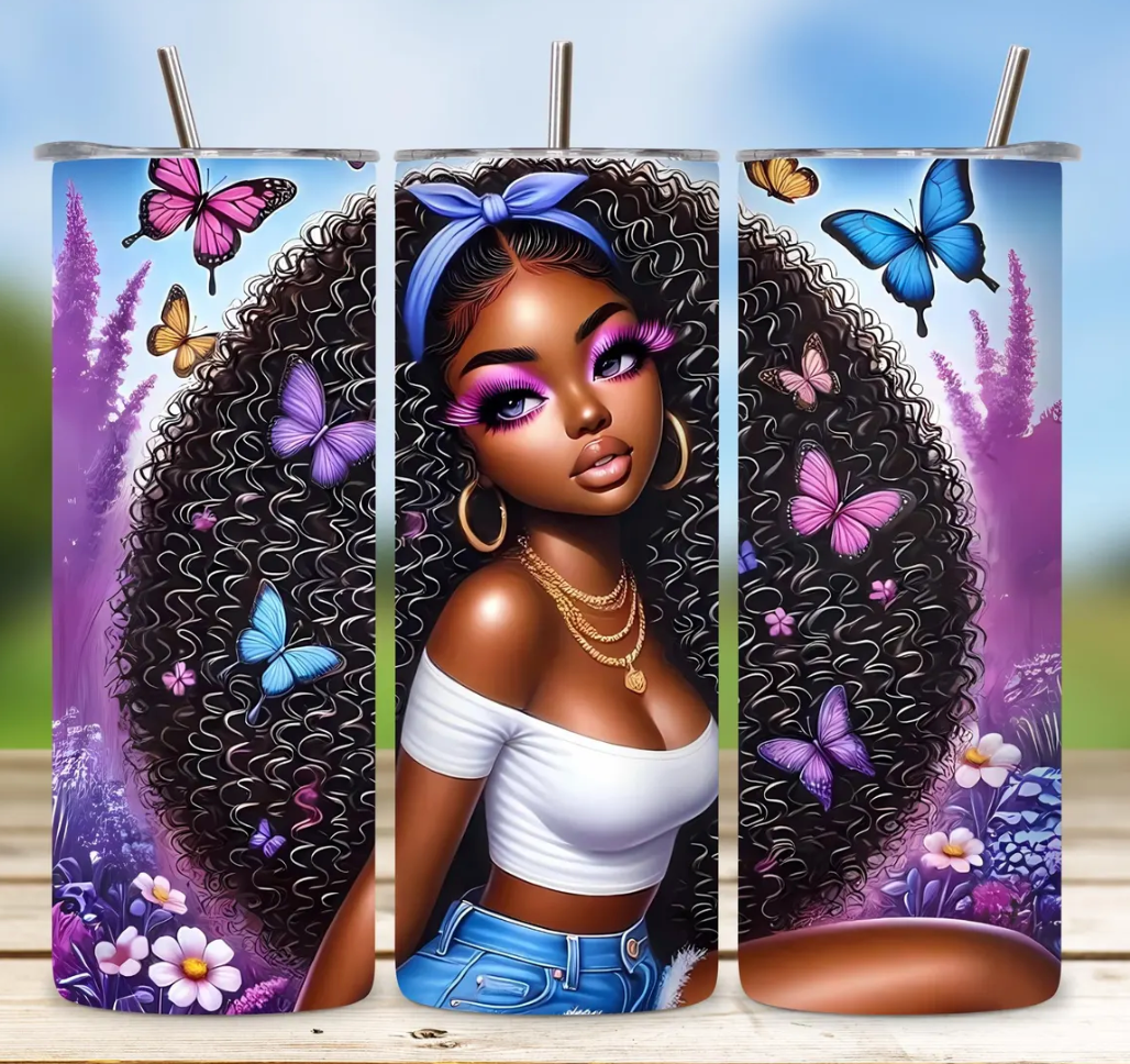 Girl with butterflies   20oz transfer
