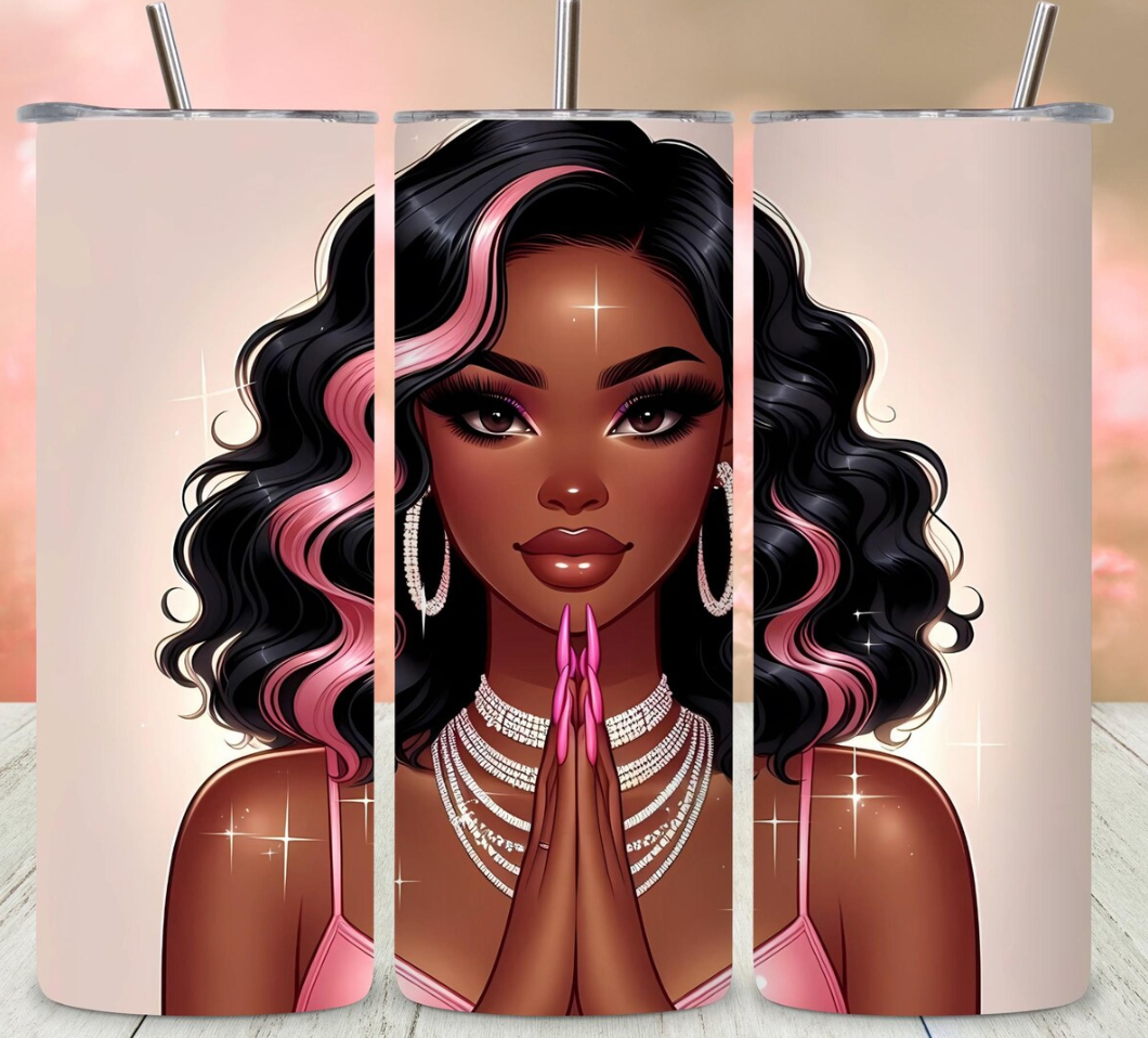Black Girl Praying-20oz transfer