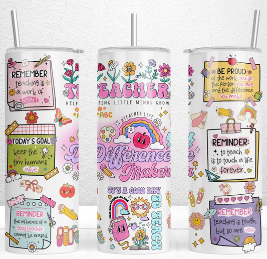 Groovy Teacher Reminders -20oz Skinny Tumbler