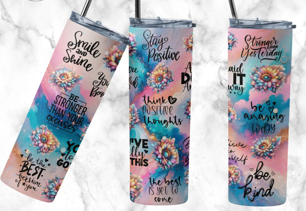 Positive Affirmations -20oz Skinny Tumbler