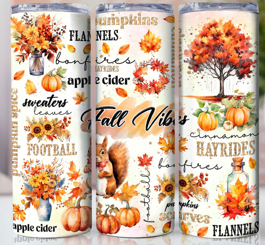 Autumn Pumpkin Fall Vibes  -20oz Skinny Tumbler