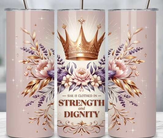 She is Clothed in Strength-20oz Skinny Tumbler