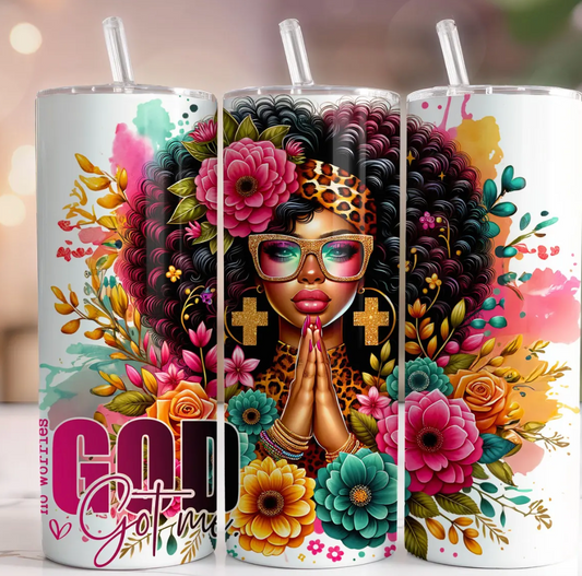 God got me -20oz Skinny Tumbler