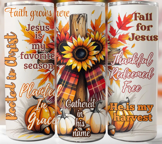 Fall for jesus -20oz Skinny Tumbler