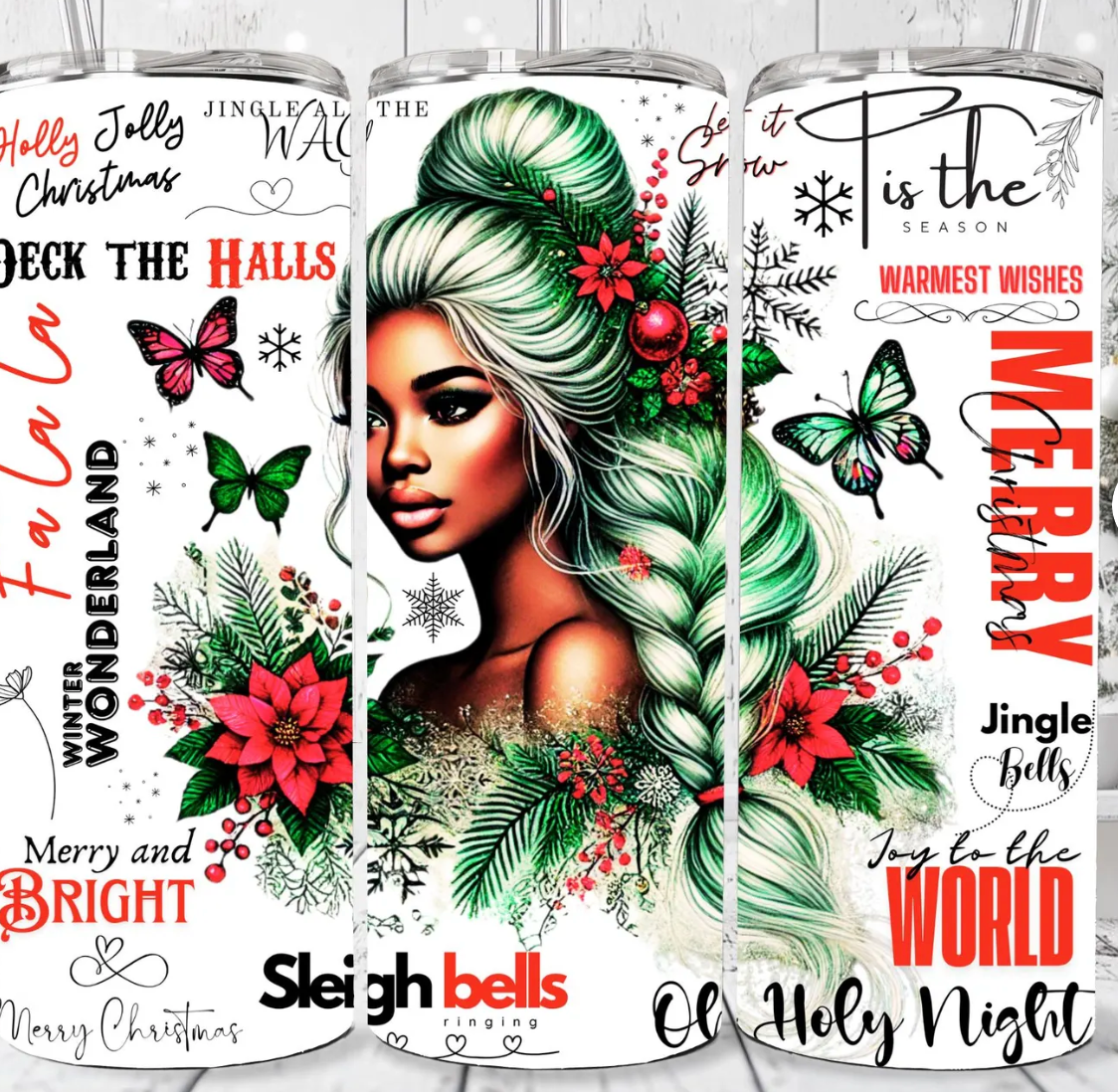 Black Girl Christmas Inspirational Brown Skin Girl Xmas -20oz Skinny Tumbler