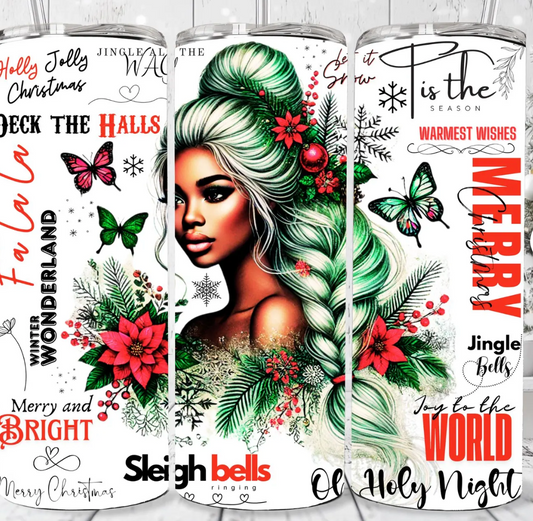 Black Girl Christmas Inspirational Brown Skin Girl Xmas -20oz Skinny Tumbler