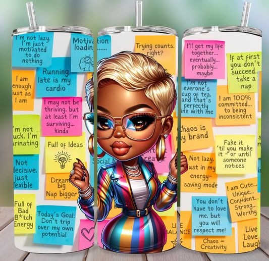 Funny Sticky Notes -20oz Skinny Tumbler