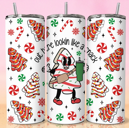 Out here looking like a snack (red) -20oz Skinny Tumbler