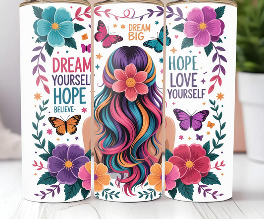 Love Yourself Strong Dream femme-Tumbler Wrap -20oz Skinny Tumbler
