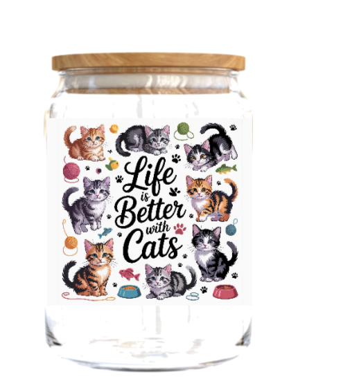 Life is a better with cats-Journal UV DTF DECAL