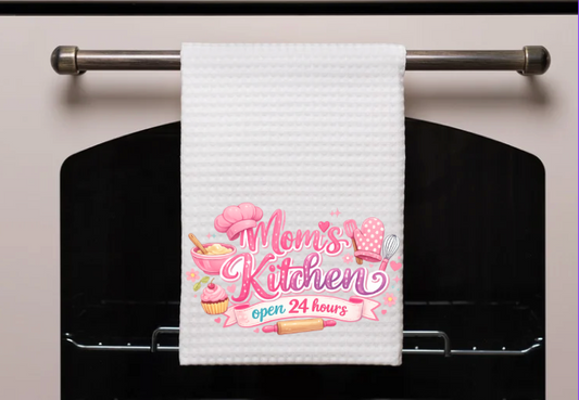 Moms Kitchen open 24hours- - Kitchen Towel DTF
