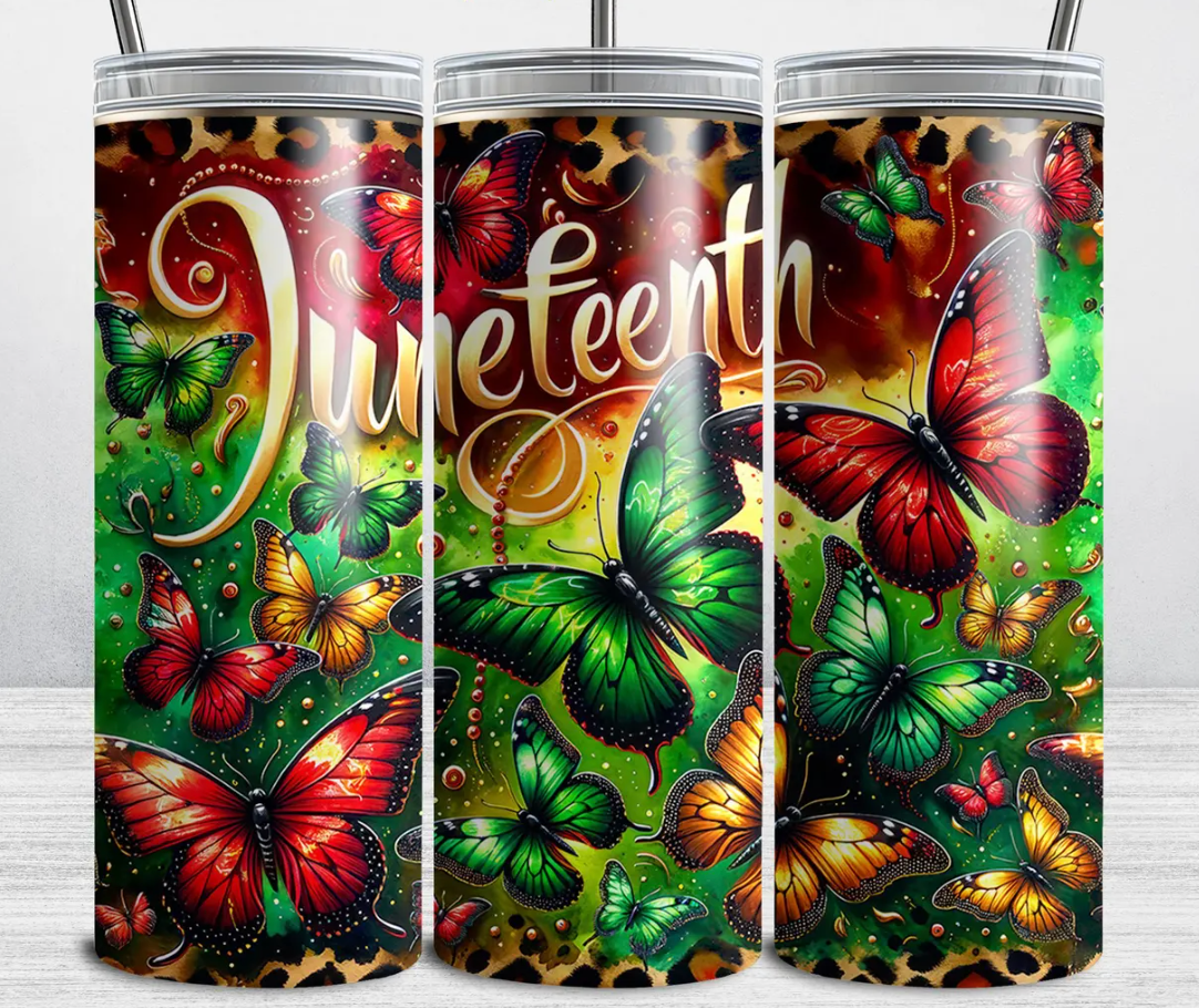 Juneteenth (butterflies )-20oz Skinny Tumbler