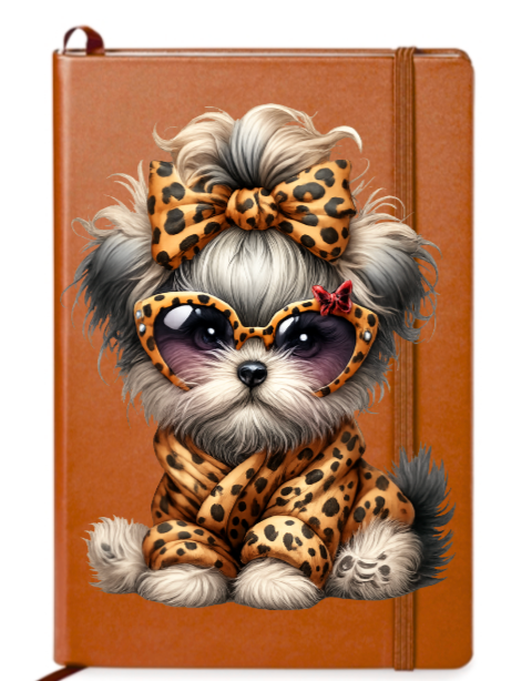 Cute little Dog with Leopard print-Journal UV DTF DECAL
