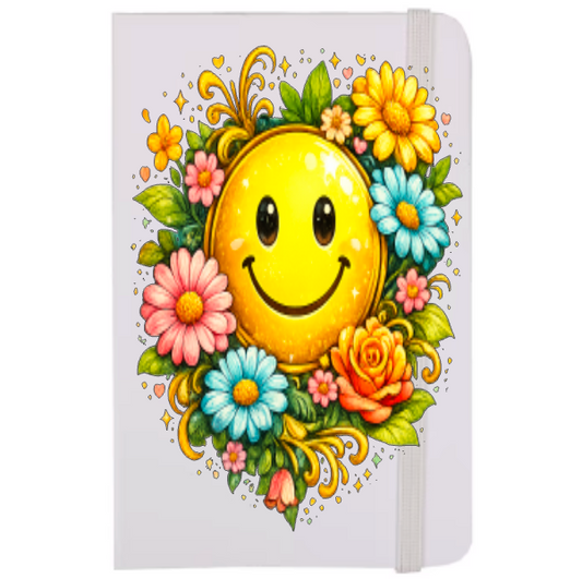 Smiley face with flowers  -UV DTF