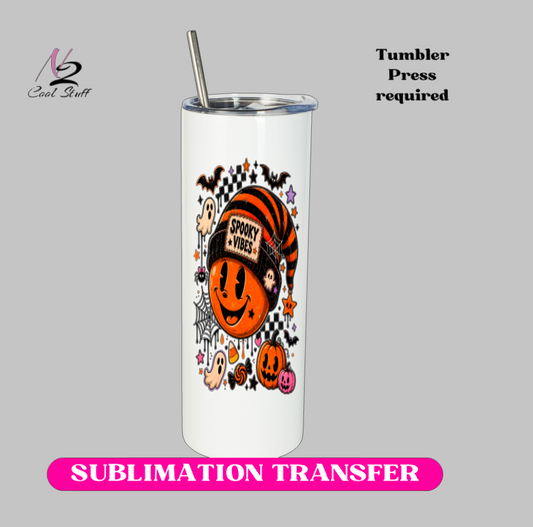 Hallooween smiley -20oz Skinny Tumbler (NOT A WRAP AROUND)