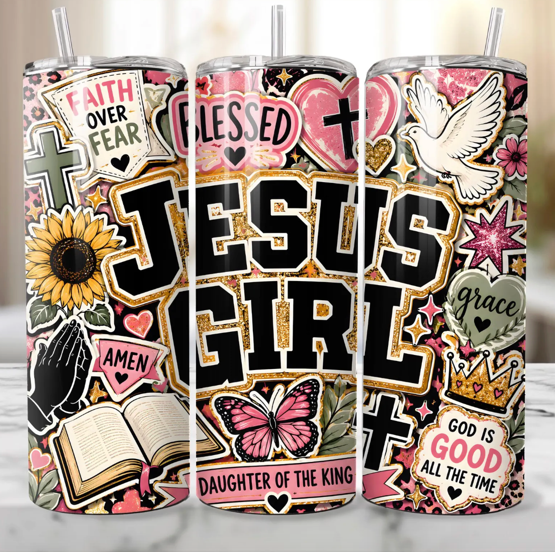 Jesus Girl Christian-20oz Skinny Tumbler (NOT A WRAP AROUND)