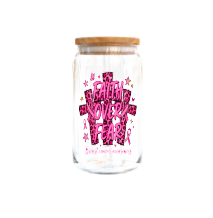 Faith over Fear (Three Cross)  (Breast Cancer Awareness month )-UV DTF