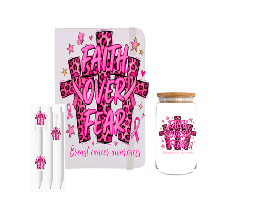 Faith over Fear (Three Cross)  (Breast Cancer Awareness month )-UV DTF