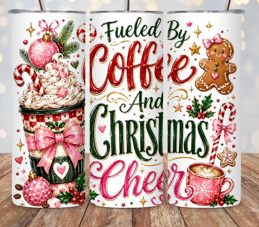 Fueled by Coffee and Christmas Cheer-20oz Skinny Tumbler