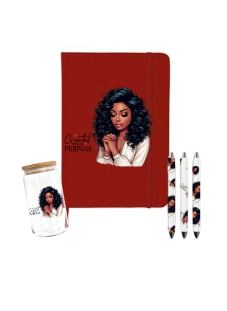 Created with a purpose-Black girl  | Journal  UV DTF DECAL