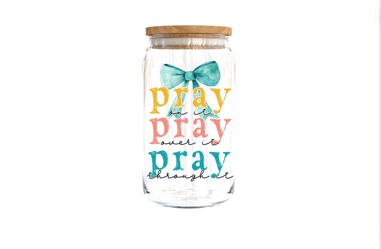Pray on it , Pray over it , Pray through it ( blue theme )  | Journal  UV DTF DECAL