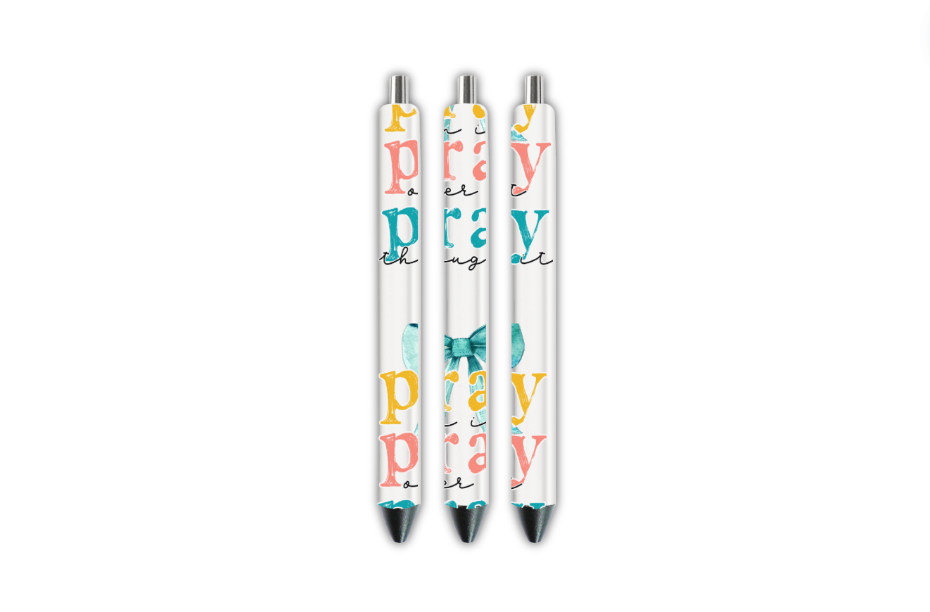 Pray on it , Pray over it , Pray through it ( blue theme )  | Journal  UV DTF DECAL