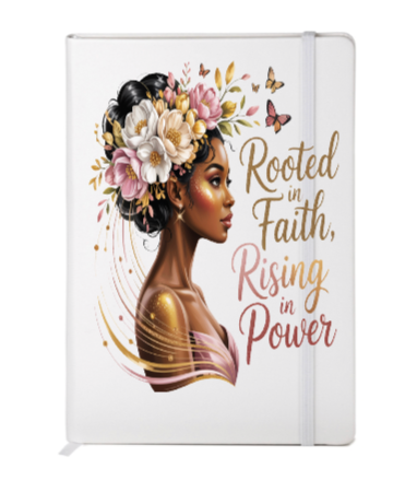 Rooted in Faith, Rising in Power (Melanin Christian related) -Journal UV DTF DECAL