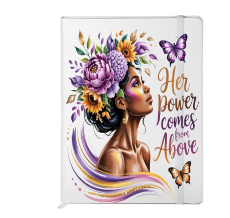 Her power comes from above (Melanin Christian related) -Journal UV DTF DECAL
