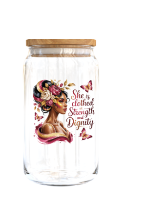 She is clothed in Strength and Dignity (Melanin Christian related) -Journal UV DTF DECAL