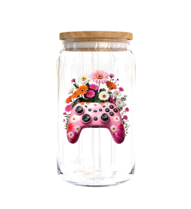 Gamer, Pink , Flowers - Journal UV DTF DECAL